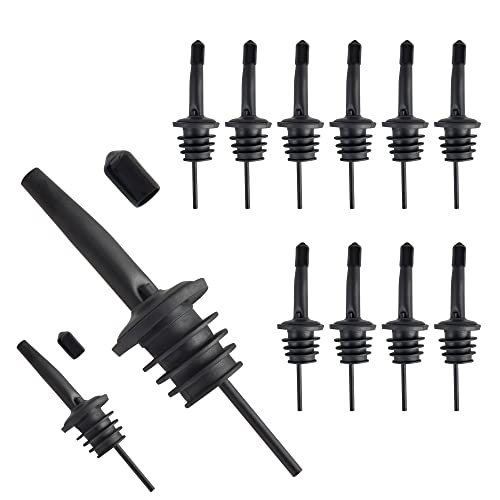 JNWINOG 12 Pack Liquor Pourers With Dust Caps for Alcohol Bottles - Black Bar Speed Pour Spouts (Matte Black) - Image 1