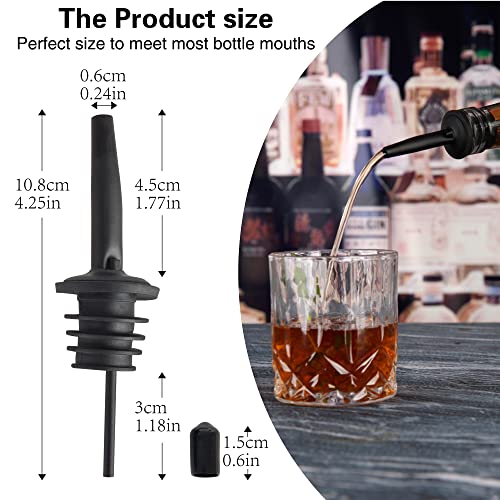 JNWINOG 12 Pack Liquor Pourers With Dust Caps for Alcohol Bottles - Black Bar Speed Pour Spouts (Matte Black) - Image 4