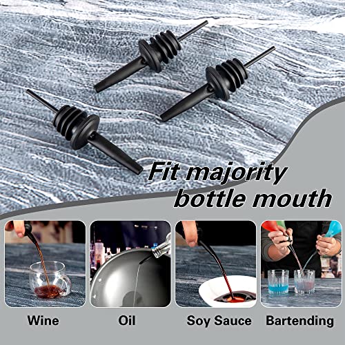 JNWINOG 12 Pack Liquor Pourers With Dust Caps for Alcohol Bottles - Black Bar Speed Pour Spouts (Matte Black) - Image 5