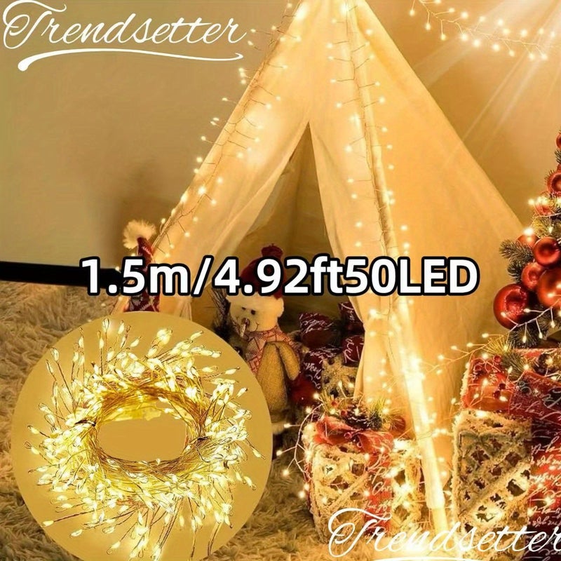 Outdoor Solar LED Firecrackers 59.06 Inch 50 LED 8 Flash Modes IP65 Weatherproof Warm Color - Image 1