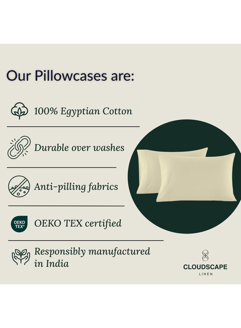 Cloud Scape Linen 600 Thread Count Egyption Cotton 2 Pillowcases Set (Standard, Linen) - Image 4