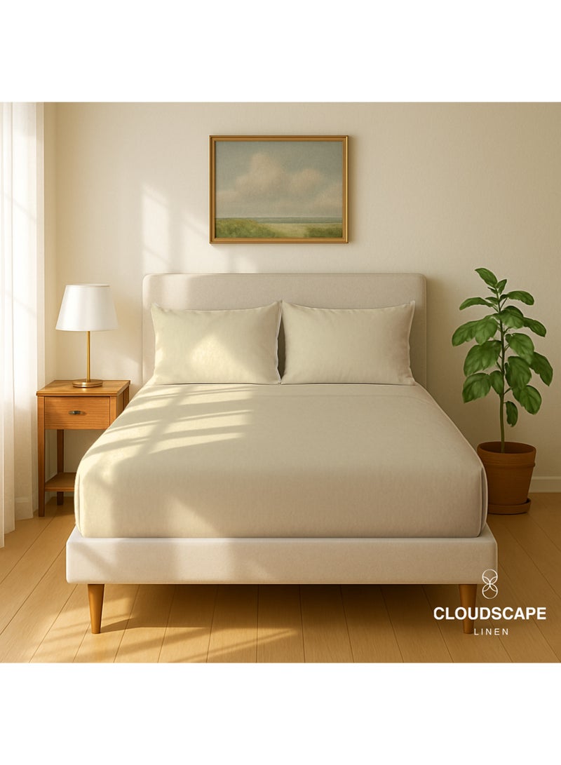 Cloud Scape Linen 600 Thread Count Egyption Cotton 2 Pillowcases Set (Standard, Linen) - Image 2