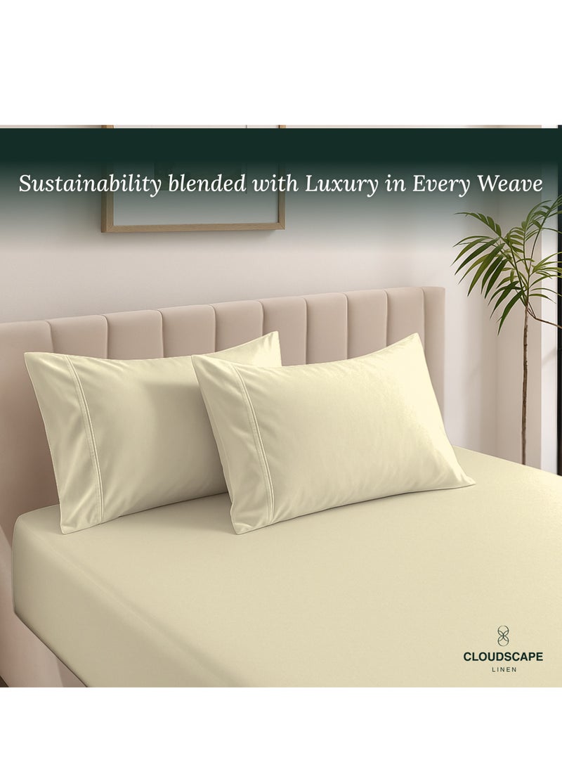 Cloud Scape Linen 600 Thread Count Egyption Cotton 2 Pillowcases Set (Standard, Linen) - Image 3