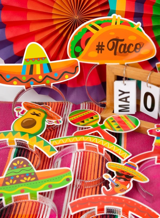 Melisheer 12 PCS Colorful Patterned Cardboard Sombrero Hats, Fiesta Headbands for Mexican Theme Celebration Party Favors - Image 3