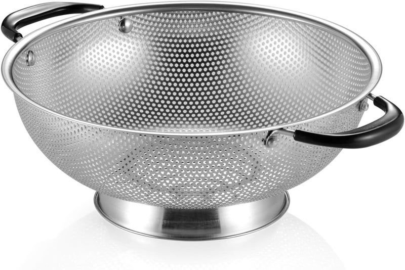 Deoxys Easy Grip MicroPerforated 5Quart Colander Strainer with Riveted and Heat Resistant Handles Great for Pasta Noodles - Image 1