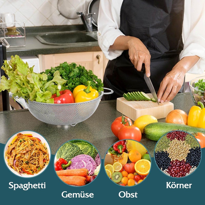 Deoxys Easy Grip MicroPerforated 5Quart Colander Strainer with Riveted and Heat Resistant Handles Great for Pasta Noodles - Image 3