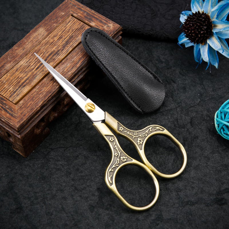 GLEXAL Small Craft scissors-5 Inch Vintage Precision Scissors-Ultra Sharp Blade Shears,scotch scissors for Office Home School Sewing Fabric Craft Hair trimming,Facial,Beard,Eyebrow (Bronze)â€¦ - Image 2