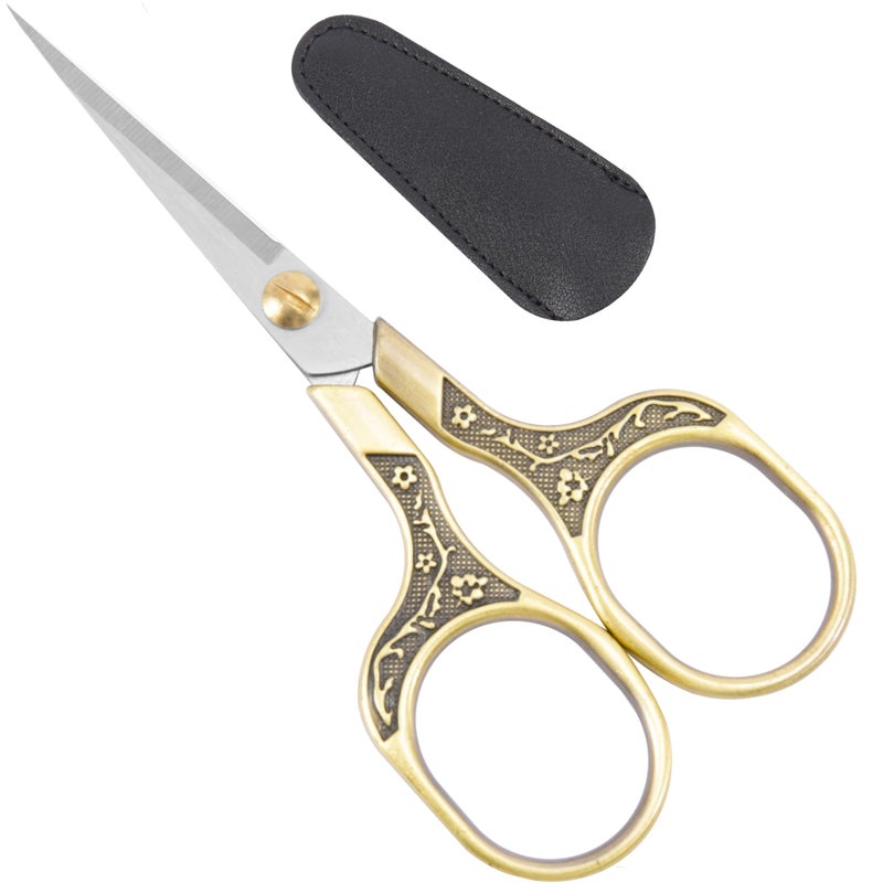 GLEXAL Small Craft scissors-5 Inch Vintage Precision Scissors-Ultra Sharp Blade Shears,scotch scissors for Office Home School Sewing Fabric Craft Hair trimming,Facial,Beard,Eyebrow (Bronze)â€¦ - Image 1