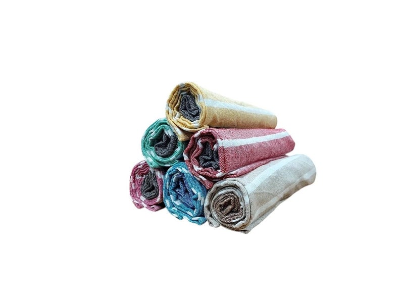 Värde® Premium 6 Pcs Hand Towels | 250 GSM Cotton | Face Towel | Kitchen Towel | Floor Towel | Soft Towels | Size 16W x 25L Inches | Striped & Solid Pattern. (Pack of 6), Assorted - Image 5