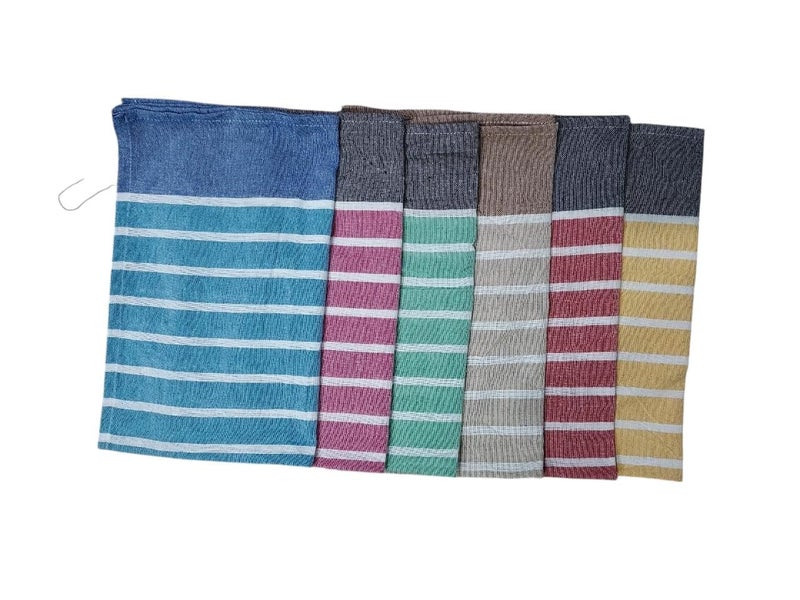 Värde® Premium 6 Pcs Hand Towels | 250 GSM Cotton | Face Towel | Kitchen Towel | Floor Towel | Soft Towels | Size 16W x 25L Inches | Striped & Solid Pattern. (Pack of 6), Assorted - Image 2