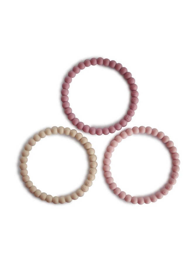 mushie mushie Pearl Teether Bracelet | 3-Pack (Linen/Peony/Pale Pink) - Image 1