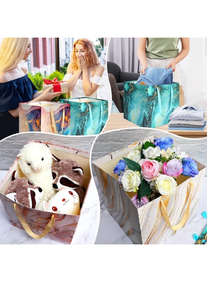 4 Pcs Extra Large Gift Bag,Square Marble Large Wedding Huge Birthday Paper Gift Bag with Handles for Party Holiday Bridal Engagement Present - Image 4