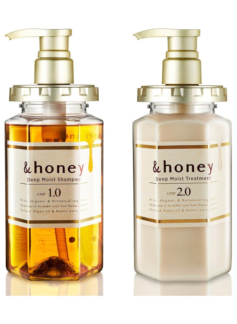 &Honey Shampoo 440ml & Conditioner 440ml Set Organic Hair and Scalp Care for Intense Cleansing and Hydration - Moisture-Enhancing Wash and Protection - Ideal for Straight, Curly, Curl, Kinky, Frizzy - Image 1