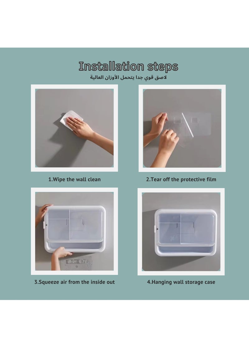 صندوق تخزين مستحضرات التجميل متعدد الوظائف مثبت على الحائط من البلاستيك المقاوم للماء والغبار ومنظم المكياج للحمام وغرفة النوم (أخضر)