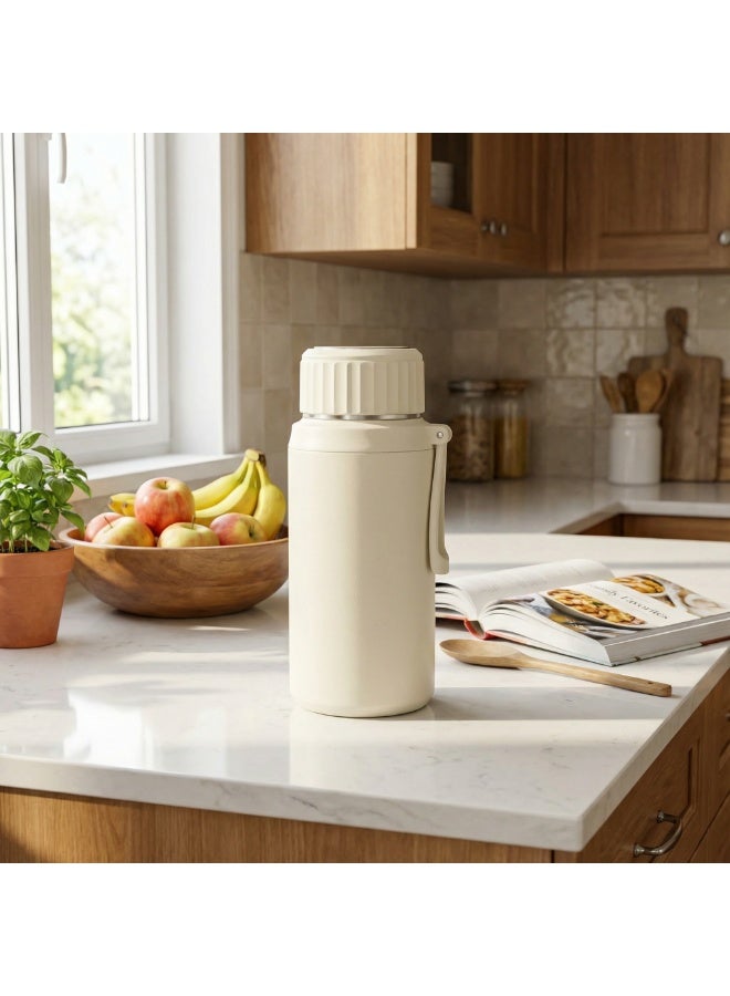 Y&D 28 oz Insulated Water Bottle with Tea Strainer,Maintain Hot or Cold, Leak-Proof, Double Walled Vacuum 316 Stainless Steel Water Bottle for Sports, Travel, Outside, School, Buttercream - Image 2