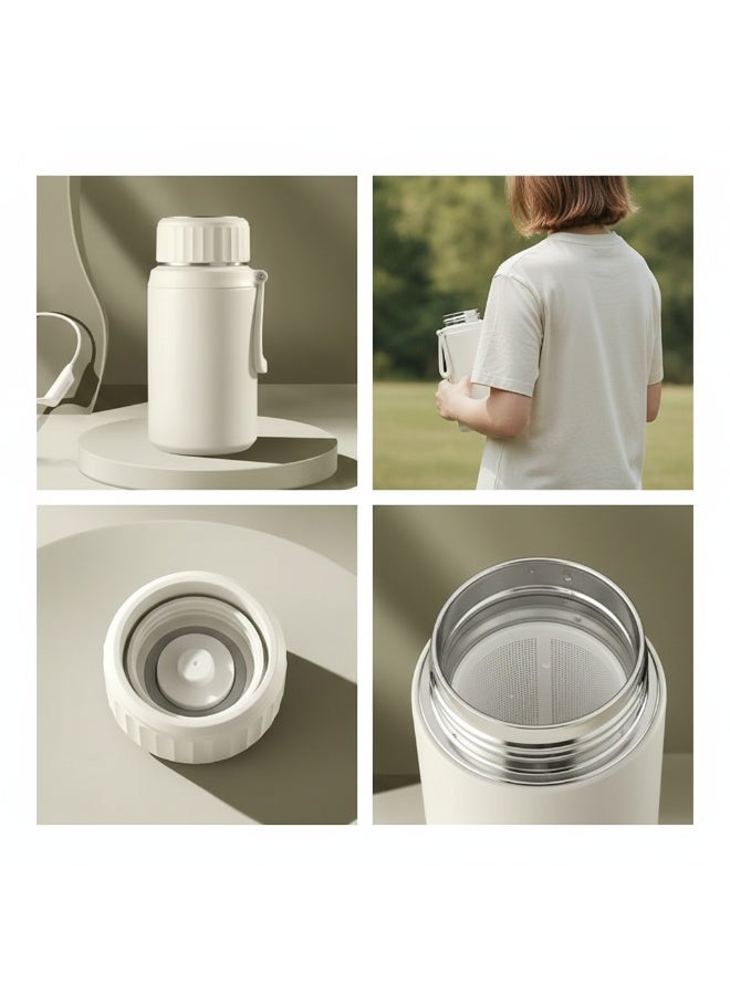 Y&D 28 oz Insulated Water Bottle with Tea Strainer,Maintain Hot or Cold, Leak-Proof, Double Walled Vacuum 316 Stainless Steel Water Bottle for Sports, Travel, Outside, School, Buttercream - Image 5