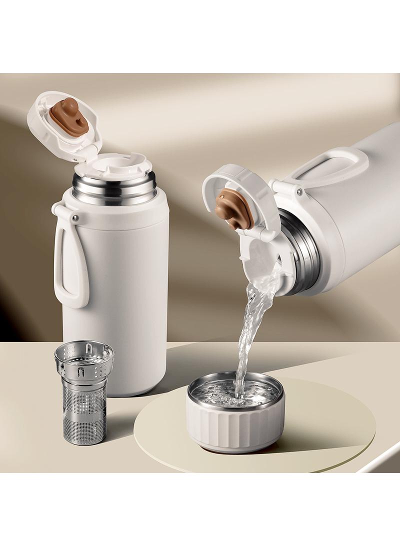 Y&D 28 oz Insulated Water Bottle with Tea Strainer,Maintain Hot or Cold, Leak-Proof, Double Walled Vacuum 316 Stainless Steel Water Bottle for Sports, Travel, Outside, School, Buttercream - Image 4