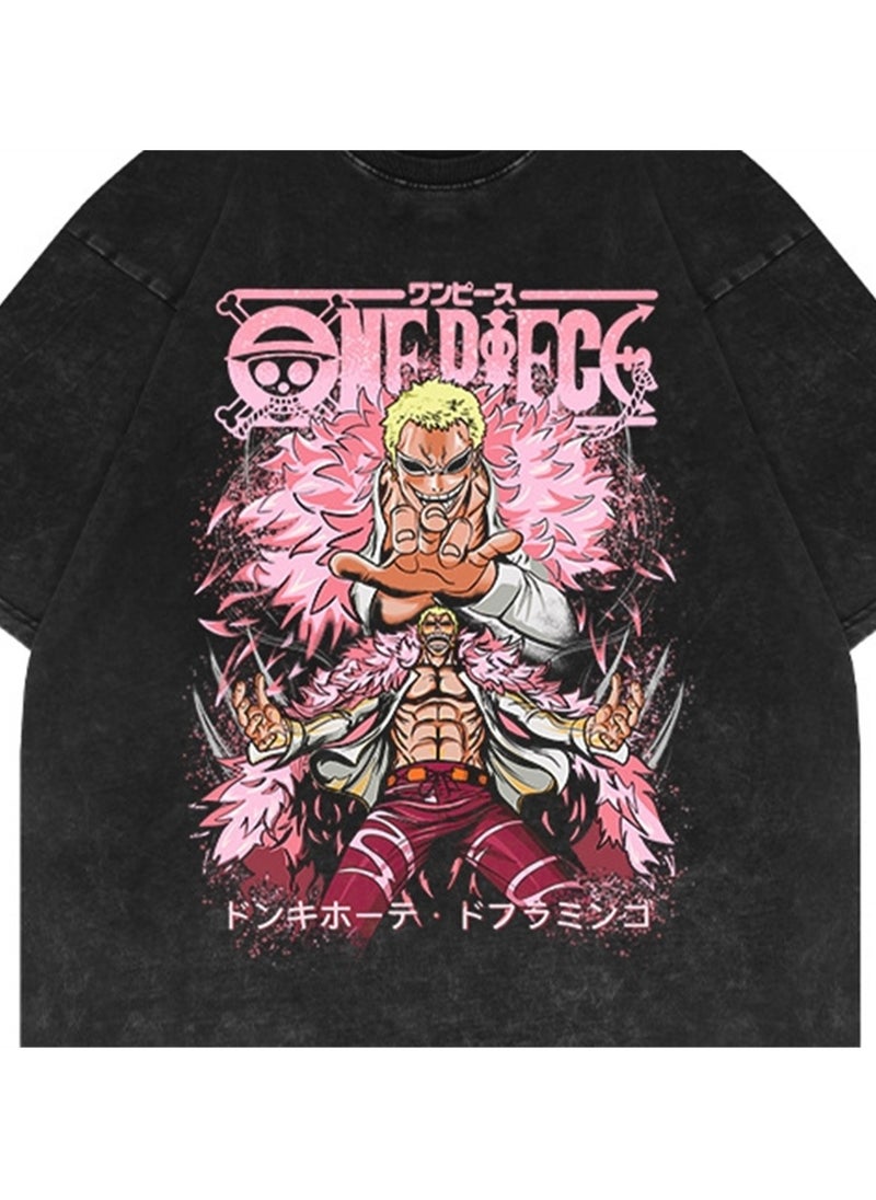 Generic - Washed distressed short-sleeved T-shirt retro anime One Piece short-sleeved fashion T-shirt - Image 1