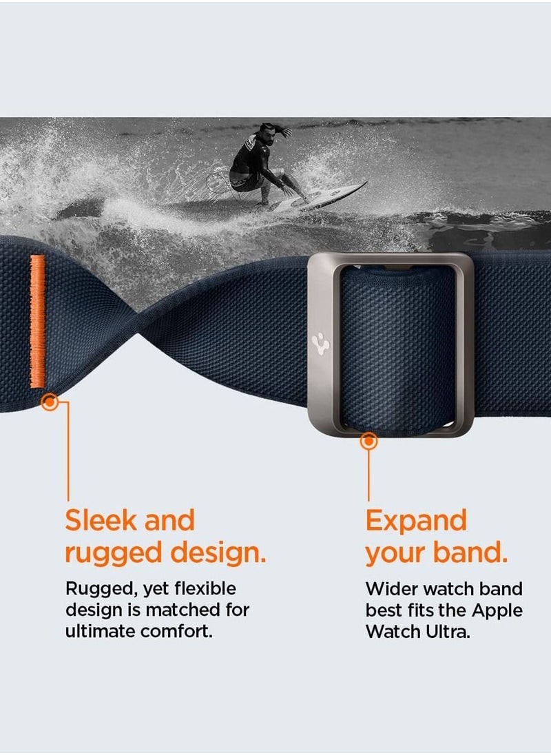 Spigen - Lite Fit Ultra Band for Apple Watch Band for Apple Watch Ultra 2 / Watch Ultra (49mm), Series 8/7 (45mm), Series SE2/6/SE/5/4 (44mm) and Series 3/2/1 (42mm) Nylon Solo Loop - Navy - Image 1
