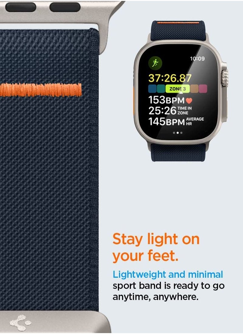 Spigen - Lite Fit Ultra Band for Apple Watch Band for Apple Watch Ultra 2 / Watch Ultra (49mm), Series 8/7 (45mm), Series SE2/6/SE/5/4 (44mm) and Series 3/2/1 (42mm) Nylon Solo Loop - Navy - Image 1