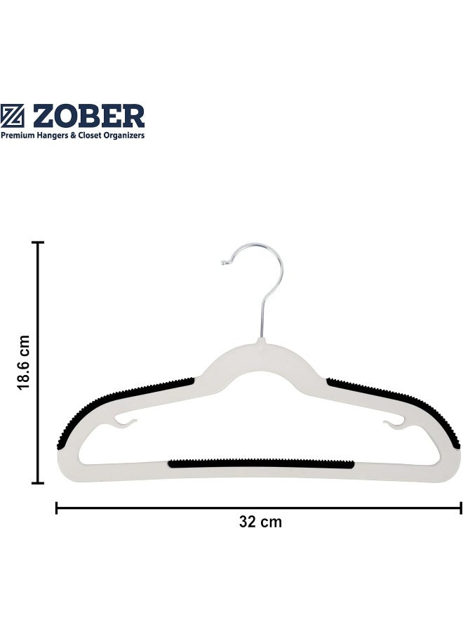 ZOBER ZOBER Non-Slip Rubber Pad Kids Hangers, Premium Quality Plastic Hangers | 360º Swivel Hook | Heavy Duty Space Saving Clothes Hanger for kids, Shirt, Coat, Pant, Children Closet (WHITE, 100 PACK) - Image 1