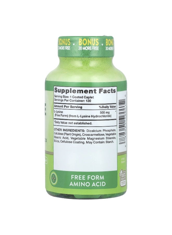 natures truth Nature's Truth, L-Lysine, 500 mg, 130 Coated Caplets  - Image 2