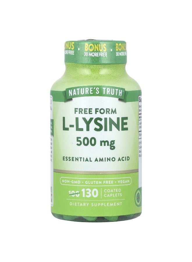 natures truth Nature's Truth, L-Lysine, 500 mg, 130 Coated Caplets  - Image 1