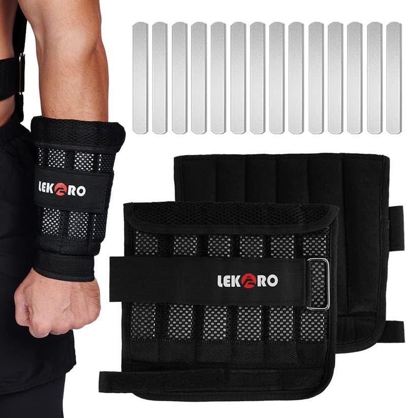 LEKÄRO Wrist Arm Weights, Adjustable Wrist Weights, Removable Wrist Ankle Weights for Men Women, for Fitness, Walking, Jogging, Workout, Running, 1Pair 2 Pack (Max 6.6 LBS) - Image 1