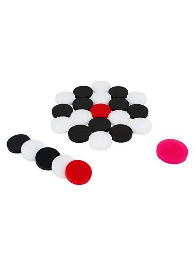 AnNafi® 6MM Acrylic Carrom Coins Board Game with Free Simple/Printed Striker |Plastic Carrom Coin Red, White & Black Carrom Coin+ Simple Carrom Striker| Family Indoor Game (Coins with Simple Striker) - Image 1