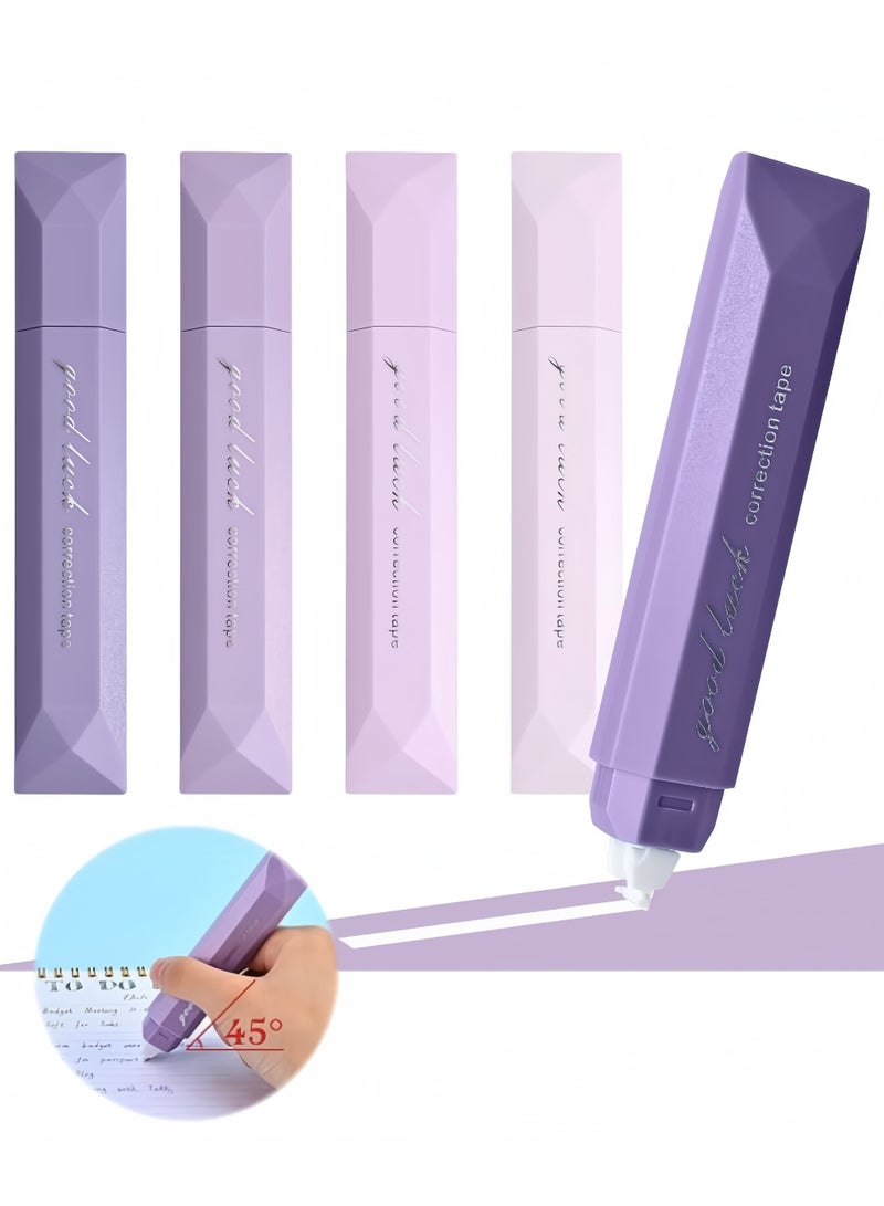 5 Pcs White Correction Tapes, Aesthetic Correction Tape Pens Smooth Pull Out, Easy to Use Pen Shaped Applicator for Students School Office Supplies (Purple) - Image 1