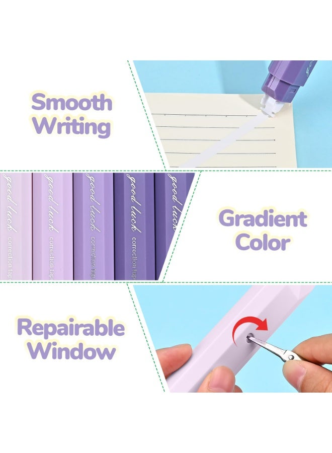 5 Pcs White Correction Tapes, Aesthetic Correction Tape Pens Smooth Pull Out, Easy to Use Pen Shaped Applicator for Students School Office Supplies (Purple) - Image 3