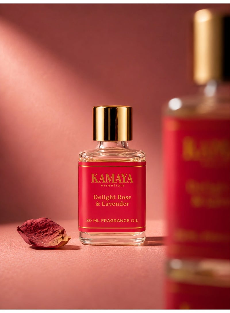KAMAYA IRIS Collection Delight Rose & Lavender Essential Oil, 30ml | Clear Bottle, Gold Lid - Image 1