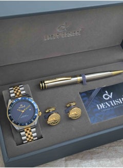 Men's watch set consists of a watch, a pen, and a cufflink