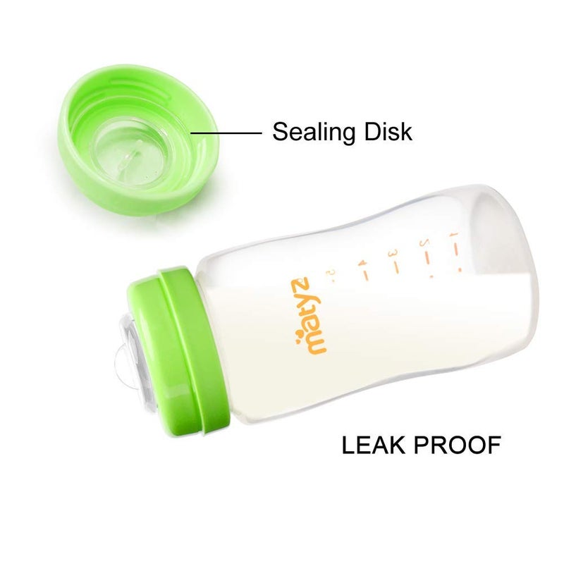 Matyz 4-PACK Breastmilk Storage Bottles With Lids (Green, 8oz Each) - Wide Mouth Breastmilk Collection Storage Bottle - Leakproof Breast Pump Bottle for Spectra Medela Philips Breast Pumps - Image 3