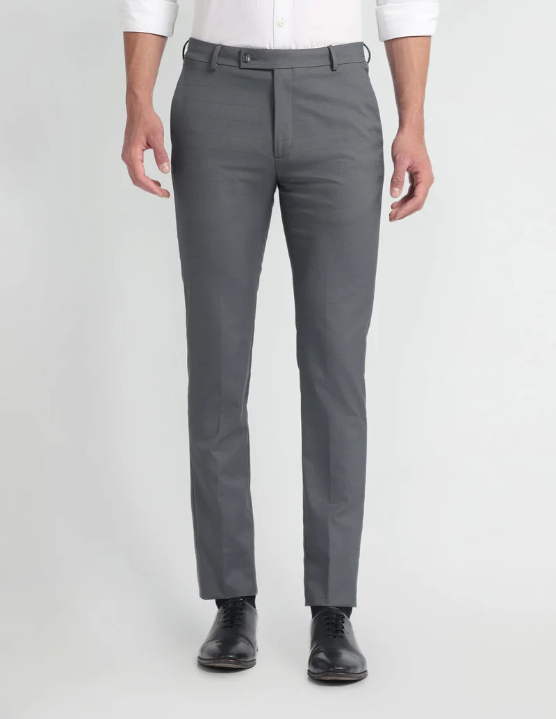 Arrow Grey Super Slim Smart Flex Trousers for Men | Best Price UAE