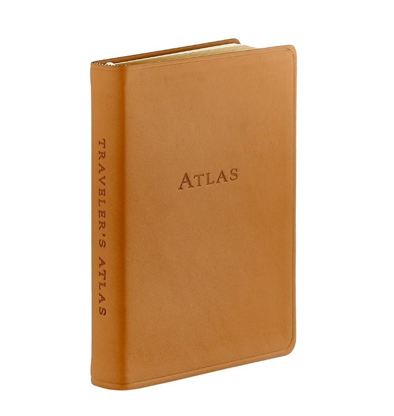 Graphic Image Traveler's Atlas & Journal, Genuine Calfskin Leather, 6", British Tan - Image 2