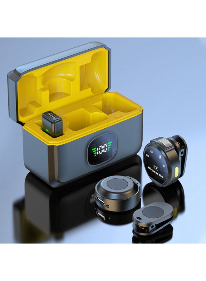 نيوترل ميكروفون لافالير لاسلكي مع حافظة شحن بشاشة رقمية لتسجيل الفيديو، ميكروفون صغير للحد من الضوضاء - Image 1