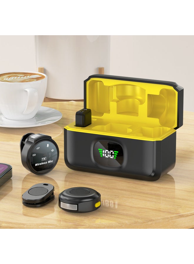 نيوترل ميكروفون لافالير لاسلكي مع حافظة شحن بشاشة رقمية لتسجيل الفيديو، ميكروفون صغير للحد من الضوضاء - Image 2