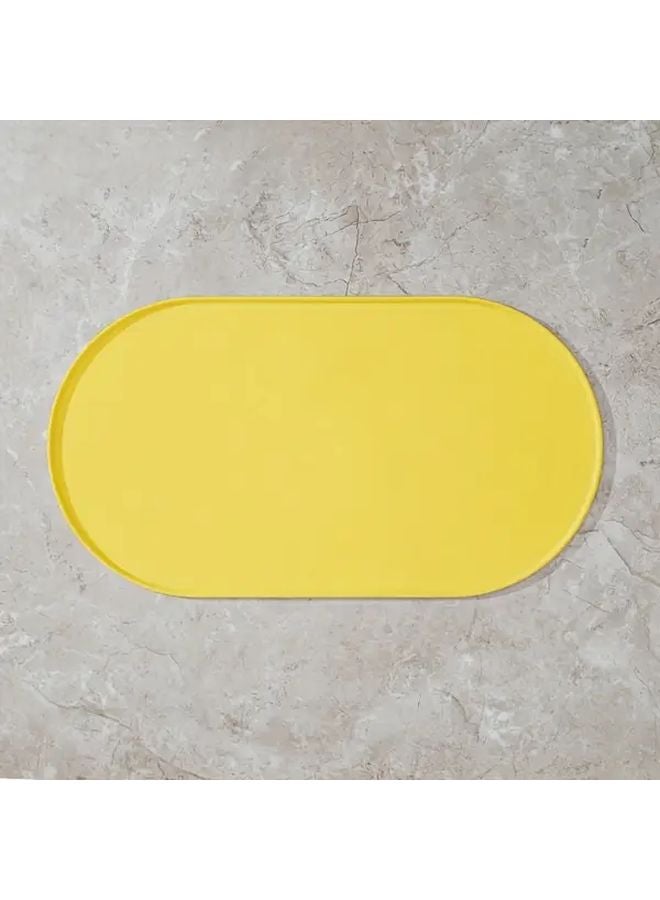 سجادة إطعام القطط الصفراء المضادة للانزلاق والمقاومة للماء مع حواف مانعة للانسكاب وسهلة التنظيف وصينية طعام الحيوانات الأليفة - Image 1