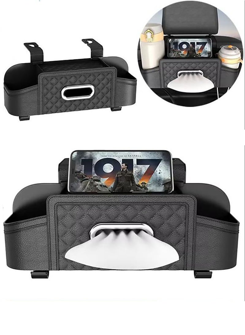 Relex Car Seat Organizer Hanging Storage Box with Cup Holder, Car Seat Back Backseat Bag Large Capacity Car Travel Accessories for Car Seat Tissue Box, Magazine - Image 2