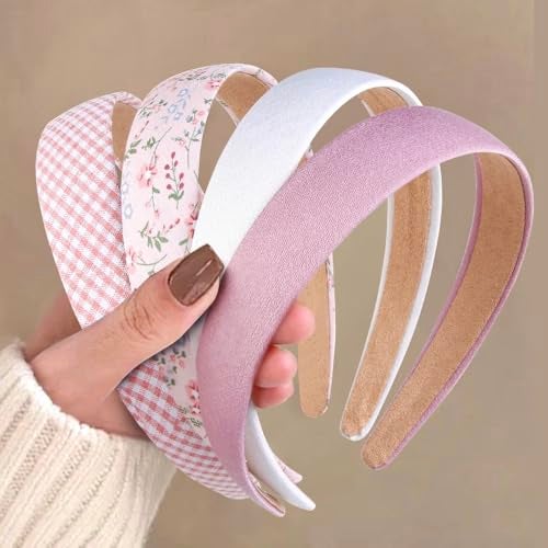 Huachi Headbands for Women Non Slip Trendy Headbands for Womens Hair 1 inch Wide Cute Headband for Girls Fall Head Bands Elastic Hair Bands for Womens Fashion Accessories for Women 4PCS - Image 1