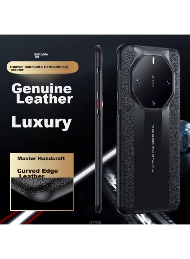 Stryfer Leather Phone Case For Huawei Mate60 Rs And Mate60, Ultra-thin Porsche Design Style, Full Protection, Shockproof, Classic Black For Men - Image 1