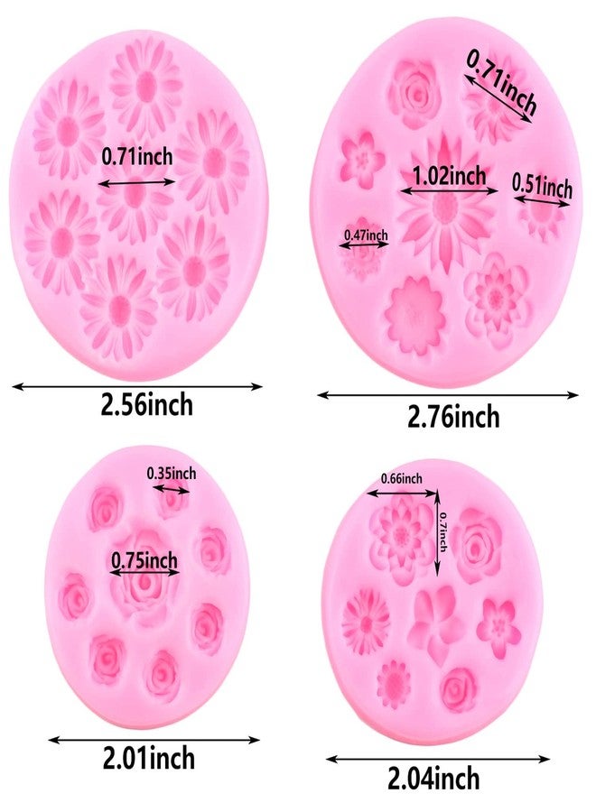 Mujiang Rose Flower Silicone Molds Daisy Fondant Mold Flower Orchid Cake Decorating Molds Set Of 4 - Image 2