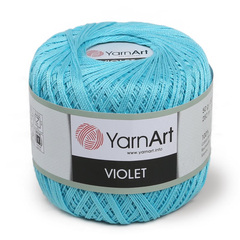 خيط يارن آرت 1 كرة يارن آرت بنفسجي 100 خيط قطن مصبوغ للخياطة اليدوية والكروشيه والحرف اليدوية الأزرق 5353