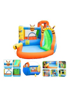 JSAITOYS Little Bee Yard Inflatable Bouncer Castle House Water Slide For Kids Jumping  - Image 1