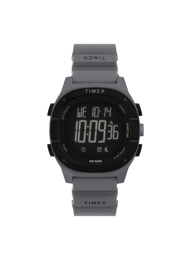 تيميكس TIMEX DIGITAL COMMAND TW5M35300  ساعه رقمية يونيسكس رمادية من السيليكون مع إضاءة ليلية إنديجلو - Image 1