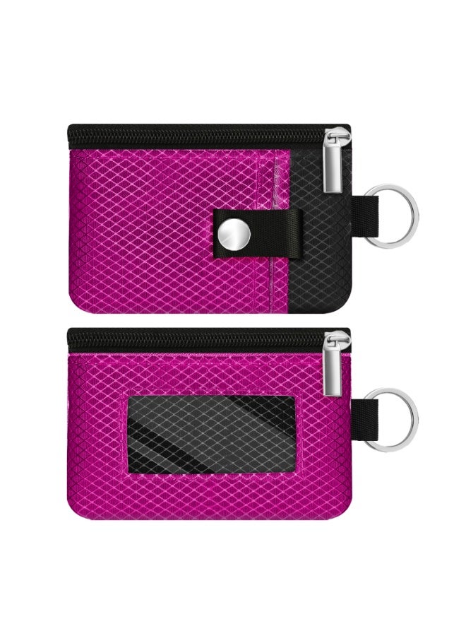 Minimalist RFID Blocking Small Wallet with ID Window,WaterResistant Zip Id Case Wallet with Lanyard Keychain for Cards,Cash,Travel,Women,Men - Image 3