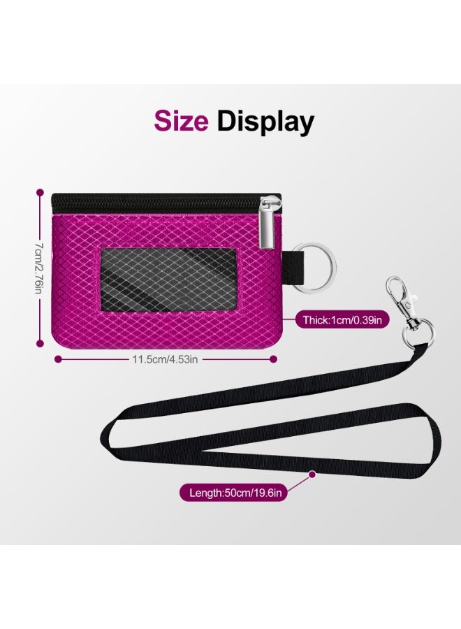 Minimalist RFID Blocking Small Wallet with ID Window,WaterResistant Zip Id Case Wallet with Lanyard Keychain for Cards,Cash,Travel,Women,Men - Image 5