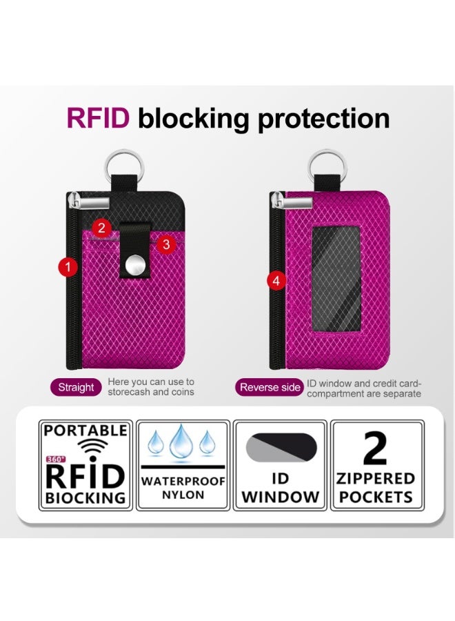 Minimalist RFID Blocking Small Wallet with ID Window,WaterResistant Zip Id Case Wallet with Lanyard Keychain for Cards,Cash,Travel,Women,Men - Image 2