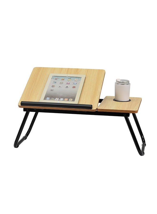 LAWAZIM Folding Table With Adjustable Top - Wood Color - Laptop Bed Tray Desk with Adjustable Tilt Panel, Cup Holder, and Foldable Legs - for Bed, Sofa, Floor, Reading, Writing, Eating, and Studying - Image 2